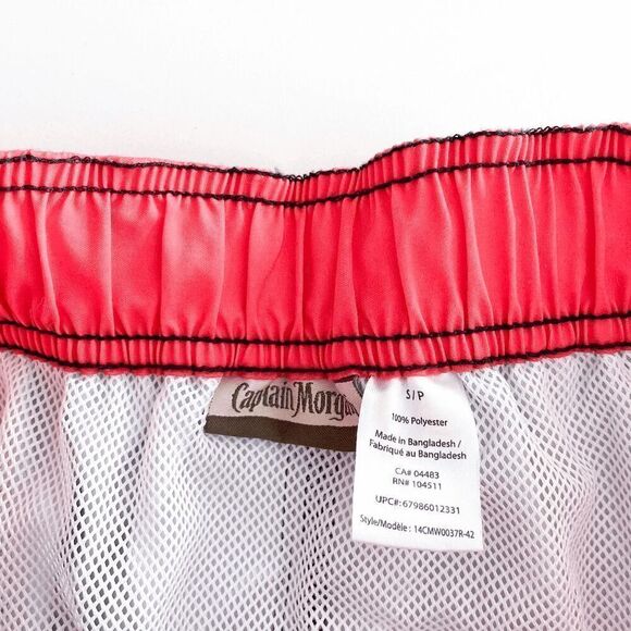 Captain Morgan Mens Drawstring Board Shorts Swimming Trunks Red Black Small - Picture 9 of 9